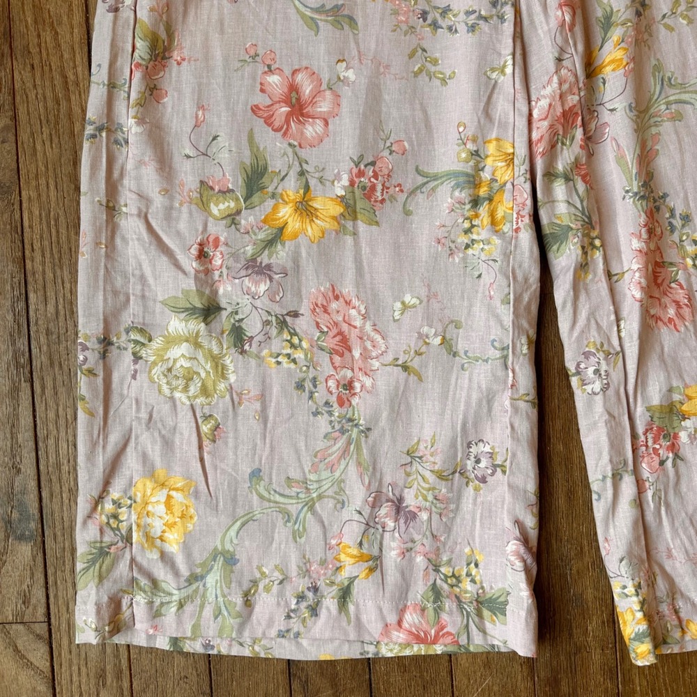 Laura Ashley Floral Wide Leg Pants Womens‎ M Belted Linen Blend Modern READ - Picture 2 of 10